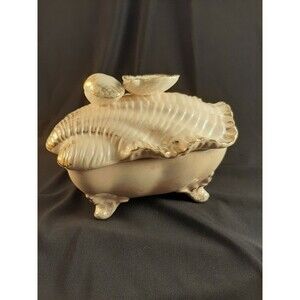 Lipper and Mann Creations Mid Century Real Pearl Coral Cigarette Set Japan Decor